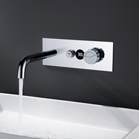 Robinet de lavabo mural en laiton, monocommande, cartouche céramique, eau chaude et froide, design moderne et minimaliste pour vasque de salle de bain