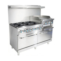 Cuisinière à gaz robuste à 6 brûleurs avec plaque de cuisson de 24 pouces, salamandre et double four, équipement de cuisson commercial en acier inoxydable