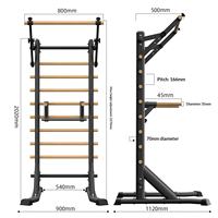 Barra de dominadas portátil para el hogar, barras paralelas multifuncionales, entrenamiento de fuerza y flexibilidad sin perforaciones, madera de haya