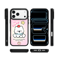 Coque de téléphone AG Feeling Black Edge avec motif ours mignon doré pour iPhone 17, 17 Pro Max, 16 Pro, 15, 15 Pro Max – Coque magnétique