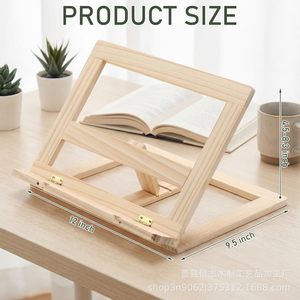 Wooden Book <b>Stand</b> Adjustable Angle <b>For</b> Books Cookbooks Magazines <b>Tablet</b> Holder Hands Free Reading Rack Natural Wood Color - Product Image 3