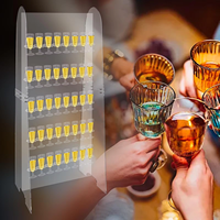 Présentoir mural de luxe en acrylique transparent à 5 niveaux, résistant à l'eau, pour verres à vin et verrerie à pied - Vente en gros usine