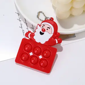 Hot Sell Decompression Keychain Push Pop It Fidgety Simple Dimple Toy Silicone Bag Charm Pendant Christmas Keychain