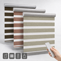 Persianas Zebra Motorizadas Inteligentes YCSP 100% Opacas, Impermeables, Sin Grietas, Doble Capa, para Oficina y Hotel