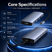 Estación de Conexión USBC 8 en 1, HDMI 4K*60Hz, Puerto de Datos USBC de 10Gbps, 3 Puertos USBA 3.0, Adaptador de Carga PD de 100W para Laptop MacBook Pro Dell XPS