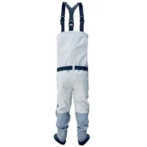 Pantalon de pêche respirant en néoprène, convertible poitrine-taille, avec <span class=keywords><strong>bottes</strong></span> intégrées, imperméable, pour kayak et pêche à la pataugeoire, pour hommes et femmes - En promotion - Product Image 3