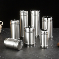 Distributeur d'épices en acier inoxydable épaissi avec couvercle rotatif réglable et trous, pour sel, poivre et assaisonnements, multi-tailles, pour cuisine et barbecue