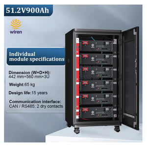 Batterie LiFePO4 Wiren W48150 48V 150Ah 7.2KWh à montage en rack, 6000 cycles, charge maximale 4800W, RS485 CAN LCD IP20, pour télécommunications intérieures et alimentation de secours - Product Image 2