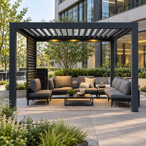 Pergola Classique Moderne en Aluminium avec Toit à Lames, Revêtement Poudré, Écologique et Étanche <span class=keywords><strong>pour</strong></span> Jardin, Patio, Véranda - Product Image 6