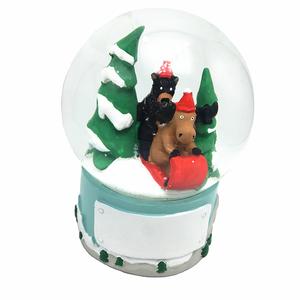 Palle di Vetro Glitterate Natalizie con Orso e Cervo, Globi di Neve con Animali 65 mm 80mm 10mm - Product Image 2