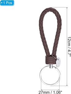 Porte-clés tressé en cuir PU multicolore, sangle tissée, pendentif pour clés de voiture, sac à main, accessoires simples faits à la main pour femmes et hommes - Product Image 2