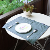 Ensemble de sets de table et de serviettes en lin blanc à points de croix - Sets de table en lin naturel pour la salle à manger 20 x 20 pouces