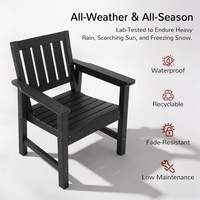 Chaises d'extérieur noires, chaise de salle à manger de patio avec dossier incurvé, capacité de 400 lb, chaise de patio