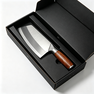 Couteau de cuisine chinois personnalisé ODM, couteau à découper en acier inoxydable avec manche en bois, avec boîte cadeau personnalisée - Product Image 1