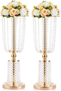 Vases en métal doré modernes avec centre <span class=keywords><strong>de</strong></span> table en cristal, supports à fleurs <span class=keywords><strong>de</strong></span> haute qualité pour centres <span class=keywords><strong>de</strong></span> table <span class=keywords><strong>de</strong></span> mariage et réceptions. - Product Image 3