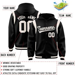 Chaqueta Varsity Personalizada para Hombre con Capucha, Bordado de Nombre y Número, Chaqueta Deportiva con Botones, Chaqueta Informal de Forro Polar para Otoño - Product Image 3