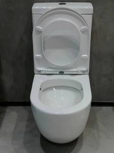 W8693 + T8593 новый дизайн, сертификат водяного знака, Лидер продаж, керамическая чаша для туалета с двойным сливом, напольная двухсекционная унитаз - Product Image 4