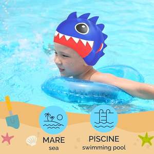หมวกว่ายน้ำเด็กการ์ตูนคุณภาพสูง กันน้ำได้ดีเยี่ยม ตลก ยืดหยุ่นสูง ทำจากซิลิโคน ไม่รั่วซึม - Product Image 5