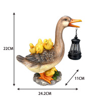 Maßgefertigte Großhandels-Harz-Enten-Gartenskulptur mit Solar-Laterne, Wasserdichte Outdoor-Hof- und Rasen-Tierskulptur-Dekoration