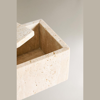 Ensemble de boîte à bijoux et de porte-savon en résine écologique effet travertin élégant, six pièces, pour la décoration de la salle de bain et de la maison