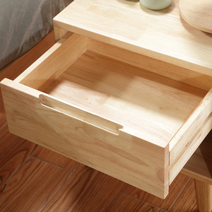 Nordic Style Solid Wood Nightstand With <b>Drawer</b> Storage For Bedroom - Product Image 3