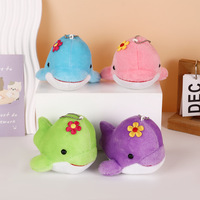 Porte-clés en peluche petit dauphin mignon, pendentif animal marin de dessin animé, breloque pour sac à dos ou voiture, rembourré en coton PP, pour les 5-7 ans, polyester, 9 cm