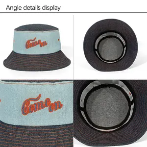 Cappello da pescatore caldo lavabo piatto con cappello a secchiello con ricamo con motivo a uncinetto cappello a secchiello