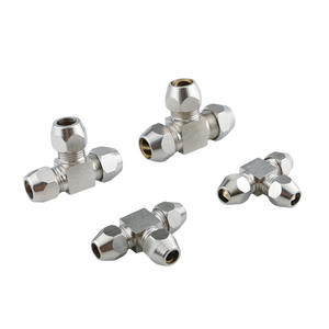 Raccord en T de compression plaqué cuivre et nickel de 8 mm, tête intermédiaire de type T pour les tailles de tuyaux à huile en cuivre - Product Image 1