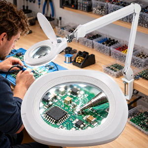Lampe <span class=keywords><strong>Loupe</strong></span> LED OEM avec Pince de Fixation, Bras Orientable et Cache-Lentille pour Salons de Manucure, Réparation et Inspection Électronique - Product Image 1