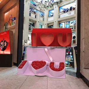 กล่องของขวัญสุดหรูหุ้มกำมะหยี่ยาวสำหรับวันวาเลนไทน์ พร้อมข้อความ "ฉันรักคุณ" ประดับด้วยดอกไม้แบบตัวอักษร  ริบบิ้นปั๊มเย็น - Product Image 5