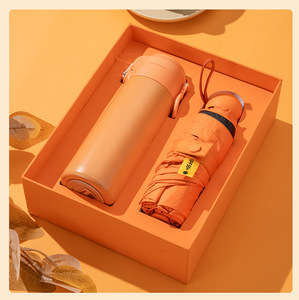 Promotional Gift Sets Bounce Cover Thermos Cup Sun Protection Umbrella Portable Gift Set For Valentine'S Day