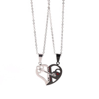 Collier magnétique en forme de cœur avec serrure et clé pour Couple, bijoux, vente en gros