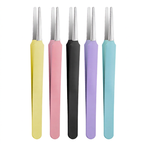 Pince à épiler Wish Super Industry en acier inoxydable de précision, antistatique, durable, pointe lisse/dentelée, 5 couleurs pour cils - Product Image 1