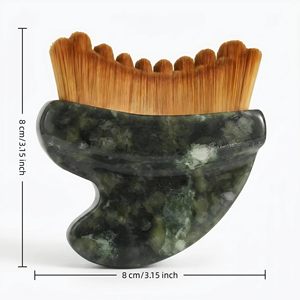 Peigne et brosse de massage 2-en-1 en jade pour la définition du contour du visage et du menton, et le drainage lymphatique - Product Image 4