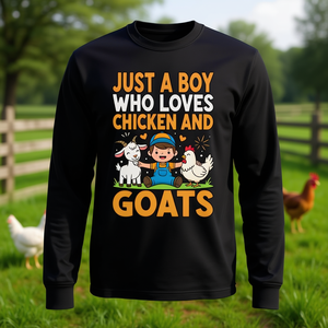 Camiseta de manga larga Just A Boy Who Loves Chicken And Goats - Product Image 3
