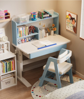 Bureau et étagère ergonomiques pour enfants en bois massif, modèle Grow-with-Me, pour la maison, le bureau et l'école