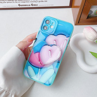 Esthétique Anti-Gravity 3D Heart Shaped Waterproof Shockproof Funny Smart Phone Case Pink Color Compatible for 14 Max Blu