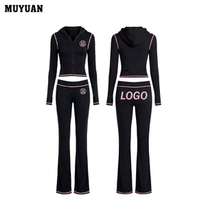 Conjunto Elegante de Jaqueta <span class=keywords><strong>Casual</strong></span> Feminina com Logo Personalizado e Calça de Perna Larga, Roupas de Trabalho para Escritório, Look de Outono para Varejistas de Marcas - Product Image 1