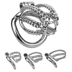 Jaula de Castidad Metálica con Diseño Único FRRK, Jaula de Castidad Masculina en Forma de Cadena, Dispositivo de Castidad, Juguetes Sexuales, Candado para Pene para Hombres - Product Image 1