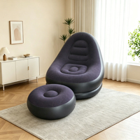 Canapé gonflable portable en PVC floqué avec repose-pieds, fauteuil gonflable individuel pliable pour salon - Vente en gros usine