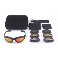 Lunettes tactiques noires C5 pour le sport, la randonnée, le cyclisme, avec 3 verres, lunettes de tir, lunettes de soleil balistiques