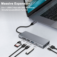 Station d'accueil USB-C Hub Type-C 8-en-1 vers USB 2.0 USB 3.2, avec ports de données, PD, SD, TF et boîtier pour disque dur M.2 NVMe
