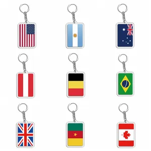 Акриловый брелок для ключей, сувенирные подарки, прямоугольник, двухсторонний флаг, брелок