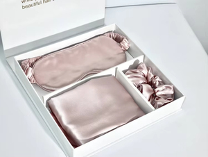 Custom Logo Ivory Pure Pillowcase Scrunchie Box Hair Tie Luxury Sleep Eye Mask Simulated Silk <b>Pillow</b> Case Set - Product Image 3