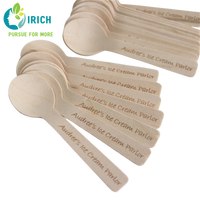 Petite cuillère en bambou écologique couverts biodégradables jetables mini cuillère en bois imprimée de logo personnalisé pour la crème glacée