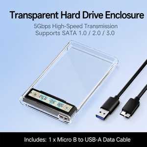 Transparent 2.5 Inch SATA HDD <b>SSD</b> Enclosure USB 3.1 Gen 2 Type C 5Gbps <b>External</b> Hard Drive Case with LCD Display - Product Image 3