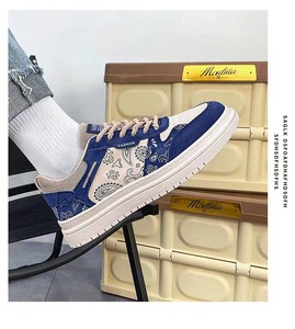 Nuevas Zapatillas de Moda Casual para Hombre con Diseño de Pintura a la Tinta, para Otoño/Primavera/Verano, Parte Superior de PU Blanca, Suela de Goma CS-02 Original Bre - Product Image 1