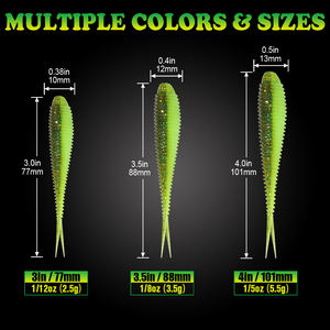 Señuelos de plástico blando multi-estilo al por mayor, tipo Minnow de cola bifurcada, resistentes a desgarros, con acción realista para Bass, Crappie, Catfish, <span class=keywords><strong>Bluegill</strong></span> - Product Image 5