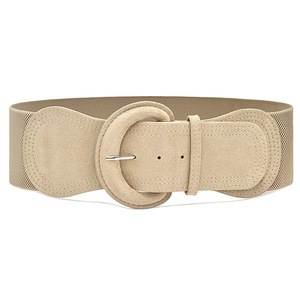 Ceinture élastique en daim pour femme, ceinture large extensible, ceinture vintage à boucle épaisse - Product Image 3