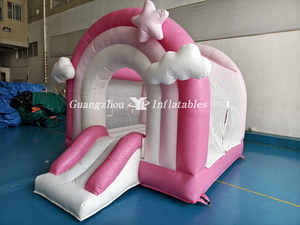 Commercial intérieur-extérieur enfants gonflable rose Macaron <span class=keywords><strong>étoiles</strong></span> nuage petit lit de saut enfants rebond <span class=keywords><strong>château</strong></span> gonflable rebond maison - Product Image 2